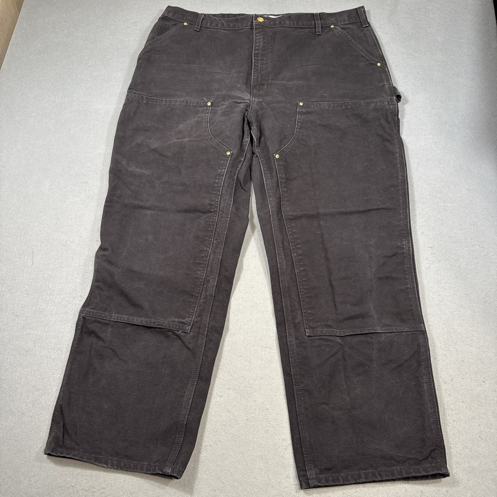 VTG Carhartt Double Knee Workwear Pant B01-BLK 42X30 UNION USA Carpenter Utility